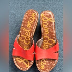 Sam Edelman Reid Platform Orange Wedge Sandals Size 8